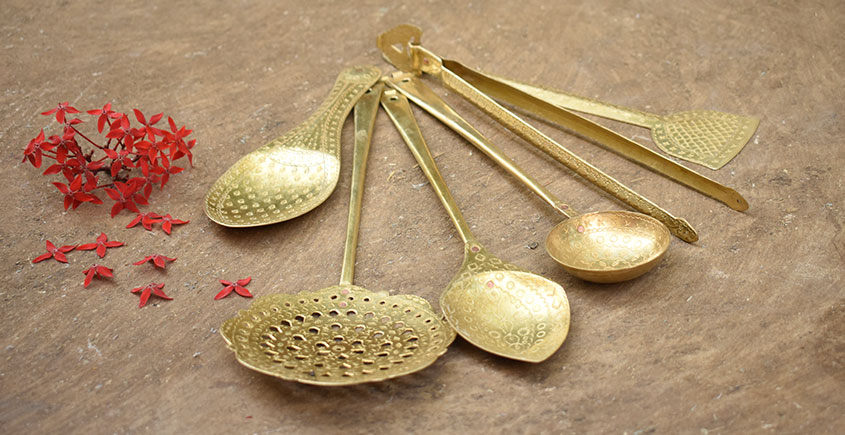 shop Handcrafted Brass Kitchen set { Six piece set }